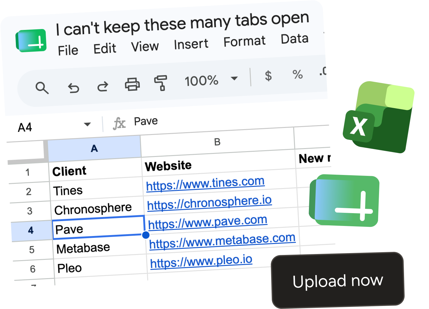 A client list being pasted in, one domain per line