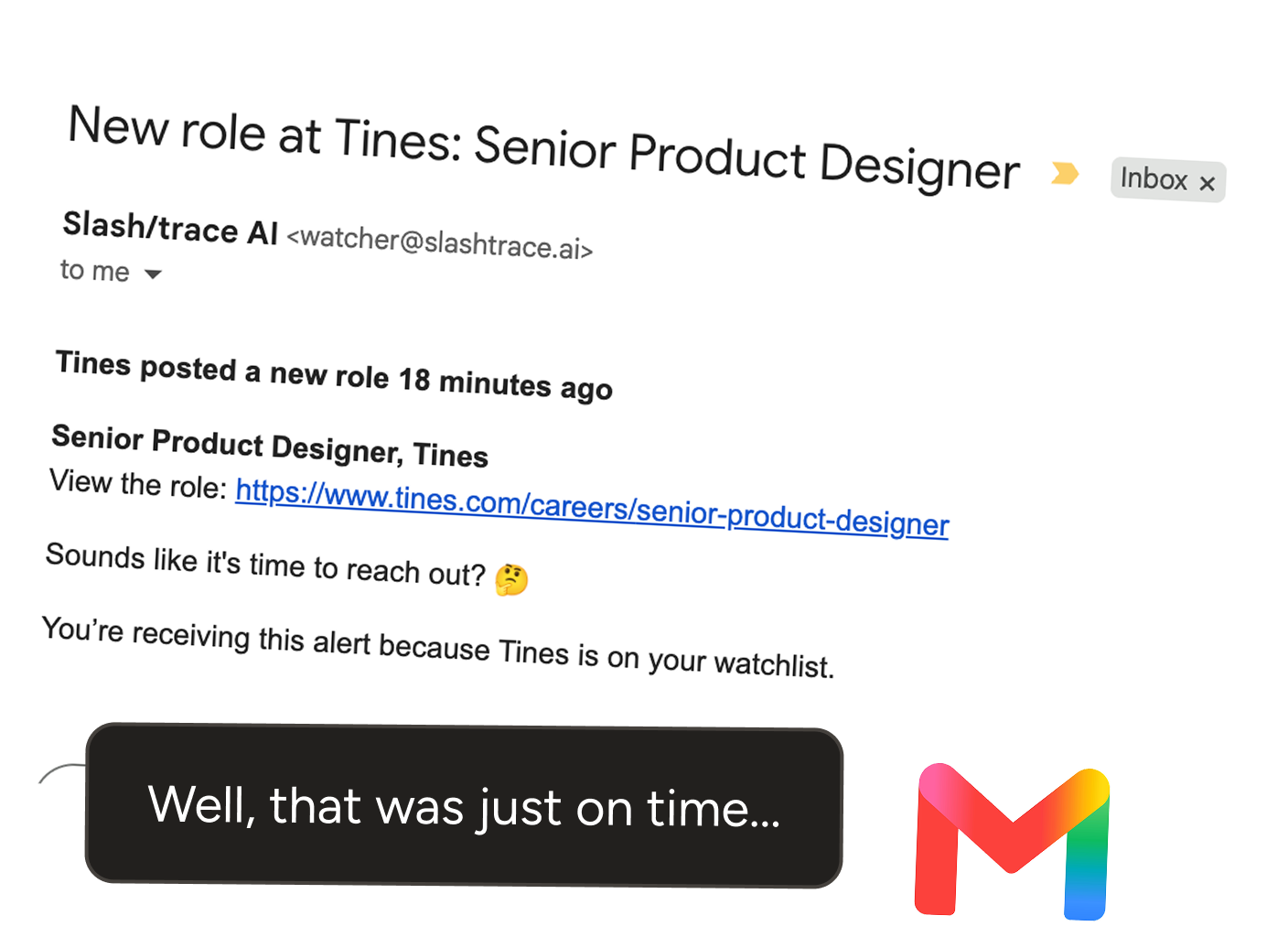 A new-role alert arriving in an inbox